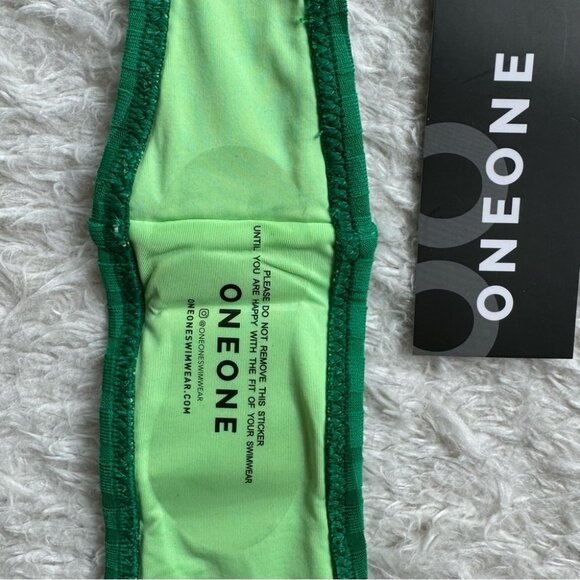 NWT OneOne Swimwear Bikini Set Pine Green Ariel Triangle New Padded Rare Medium - Picture 6 of 7